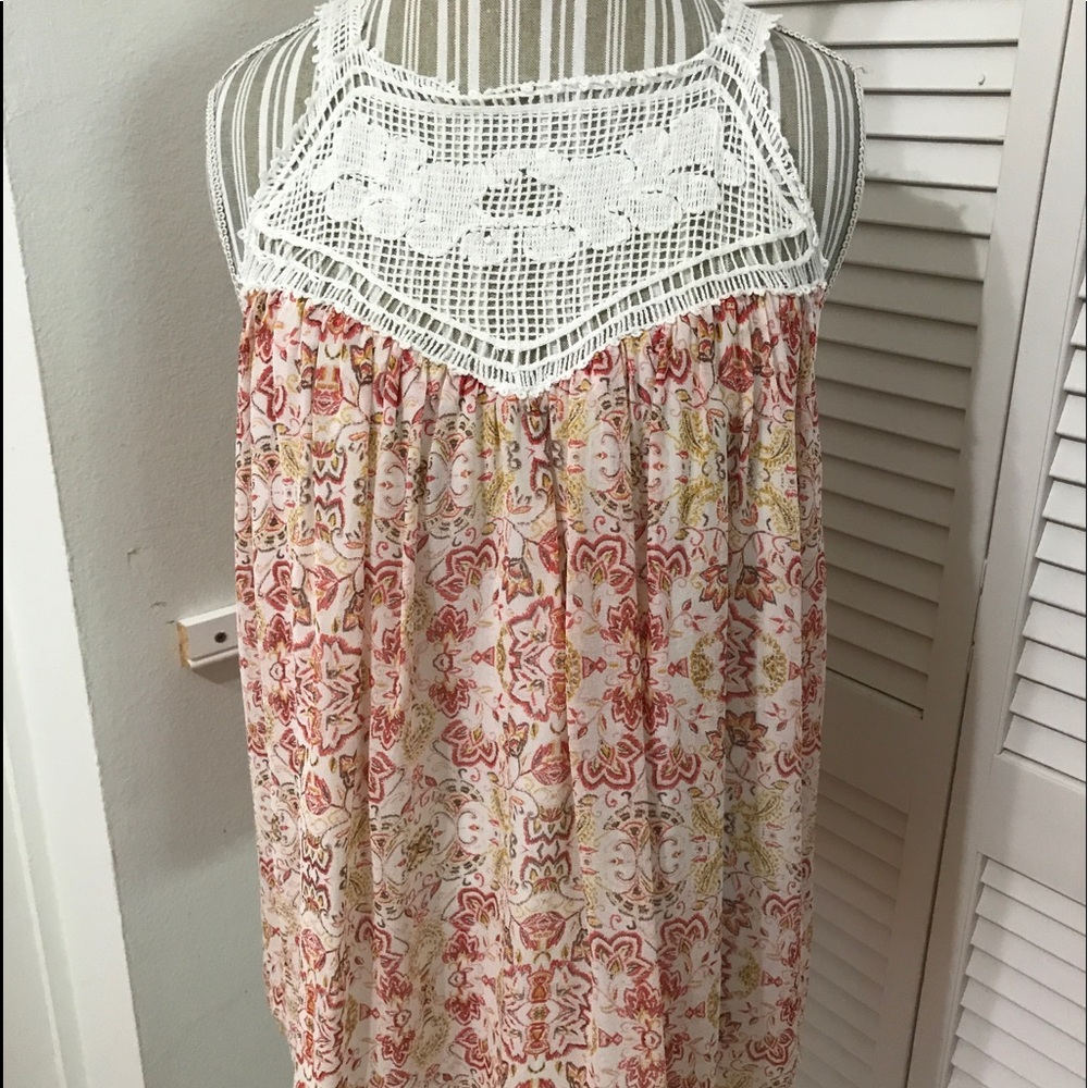 Joie Floral Blouse w/Crochet Top